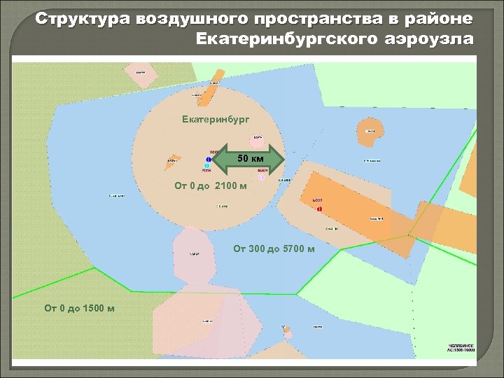 Структура воздушного пространства в районе Екатеринбургского аэроузла Екатеринбург 50 км От 0 до 2100