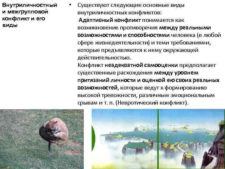 Внутриличностный и межгрупповой конфликт и его виды • Существуют следующие основные виды внутриличностных конфликтов: