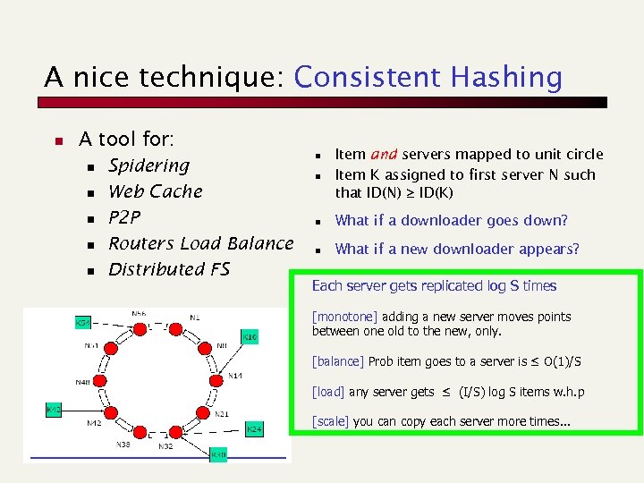 A nice technique: Consistent Hashing n A tool for: n n n Spidering Web