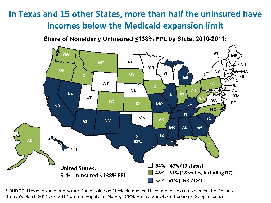 In Texas and 15 other States, more than half the uninsured have incomes below