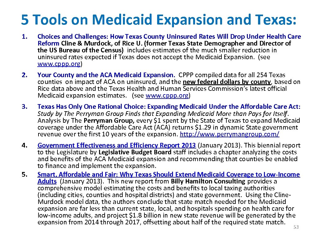 5 Tools on Medicaid Expansion and Texas: 1. Choices and Challenges: How Texas County