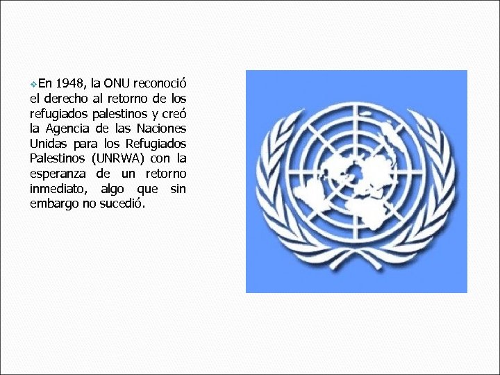 v. En 1948, la ONU reconoció el derecho al retorno de los refugiados palestinos