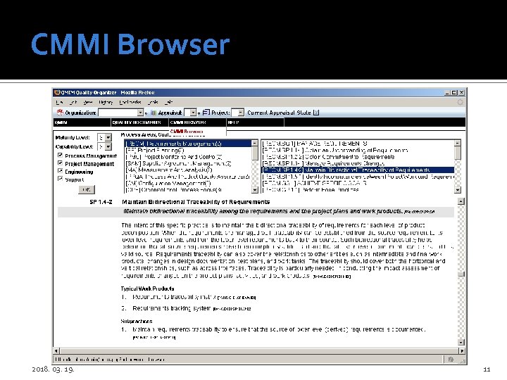 CMMI Browser 2018. 03. 19. 11 
