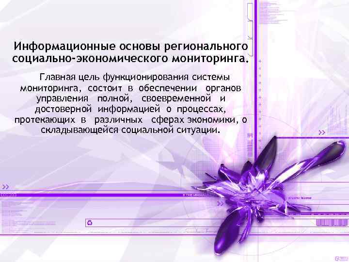 Информационные основы регионального социально-экономического мониторинга. Главная цель функционирования системы мониторинга, состоит в обеспечении органов