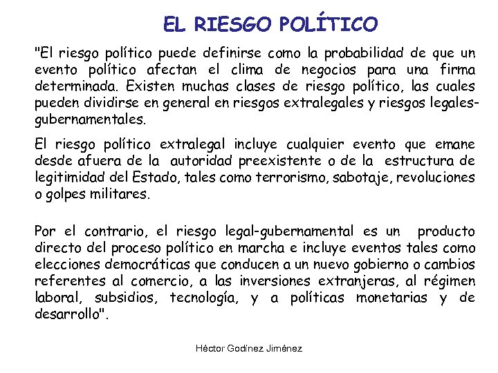 EL RIESGO POLÍTICO 