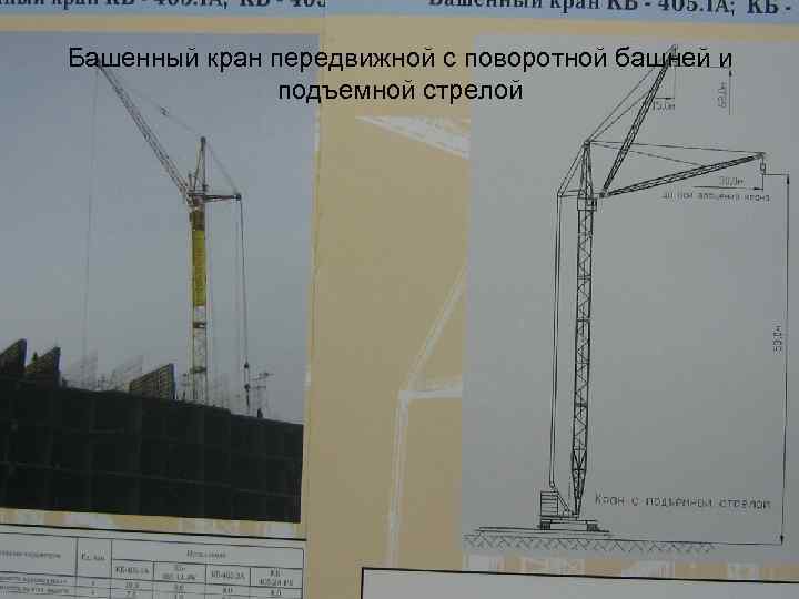 Башенный кран передвижной с поворотной башней и подъемной стрелой 