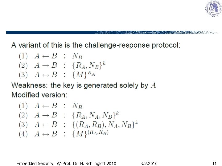Embedded Security © Prof. Dr. H. Schlingloff 2010 3. 2. 2010 11 