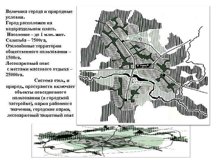 Величина города и природные условия. Город расположен на водораздельном плато. Население – до 1