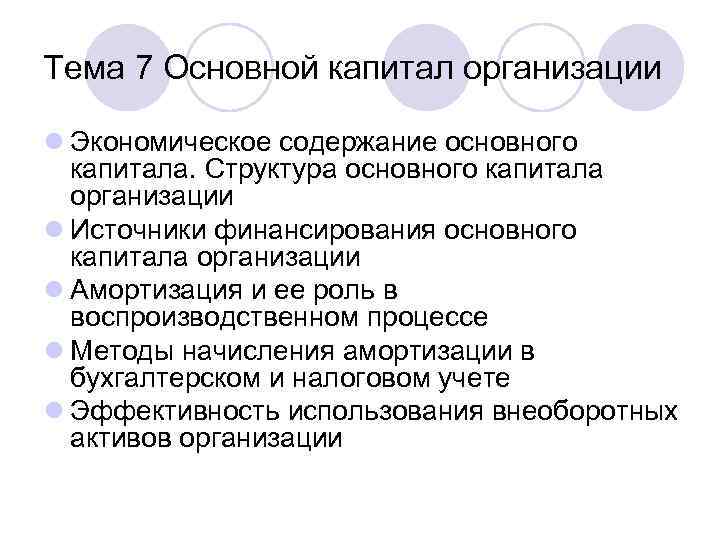 Тема 7 Основной капитал организации l Экономическое содержание основного капитала. Структура основного капитала организации