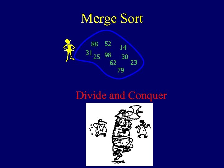 Merge Sort 88 52 14 31 25 98 30 23 62 79 Divide and