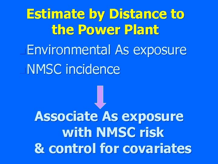 Estimate by Distance to the Power Plant n Environmental As exposure n NMSC incidence