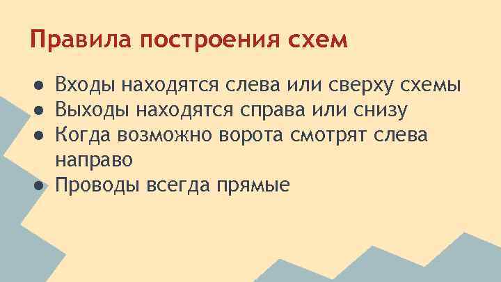 Правила построения схем ● Входы находятся слева или сверху схемы ● Выходы находятся справа