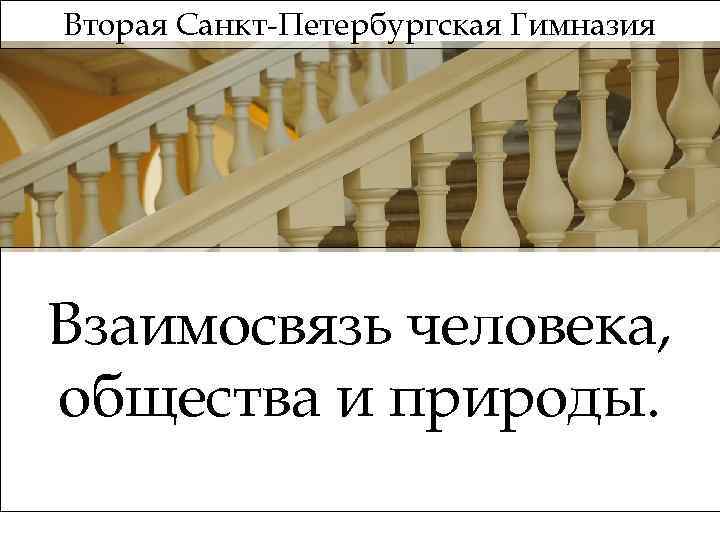 Вторая Санкт-Петербургская Гимназия Взаимосвязь человека, общества и природы. 