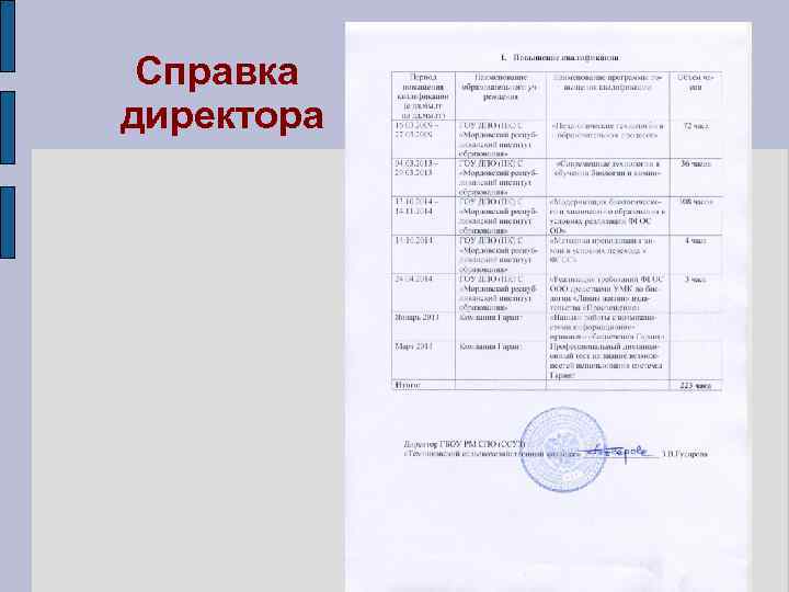 Справка директора 