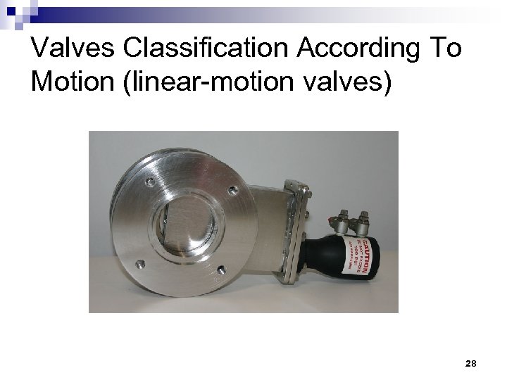 Valves Classification According To Motion (linear-motion valves) 28 
