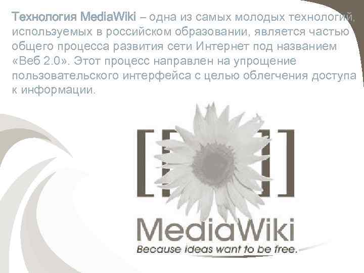 Технология Media. Wiki – одна из самых молодых технологий, используемых в российском образовании, является