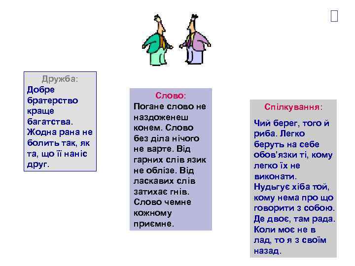 Дружба: Добре братерство краще багатства. Жодна рана не болить так, як та, що її