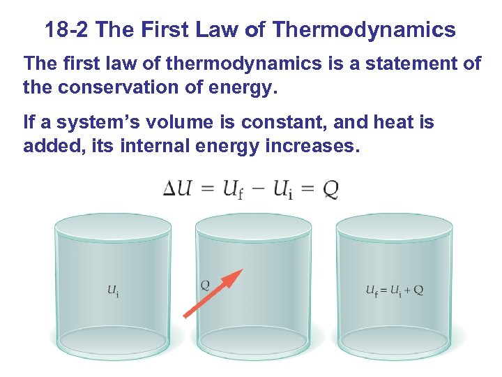 18 -2 The First Law of Thermodynamics The first law of thermodynamics is a