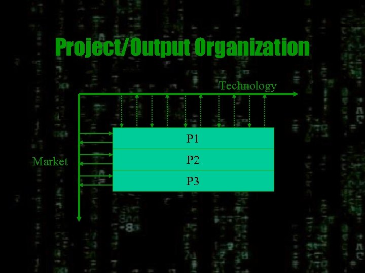 Project/Output Organization Technology P 1 Market P 2 P 3 