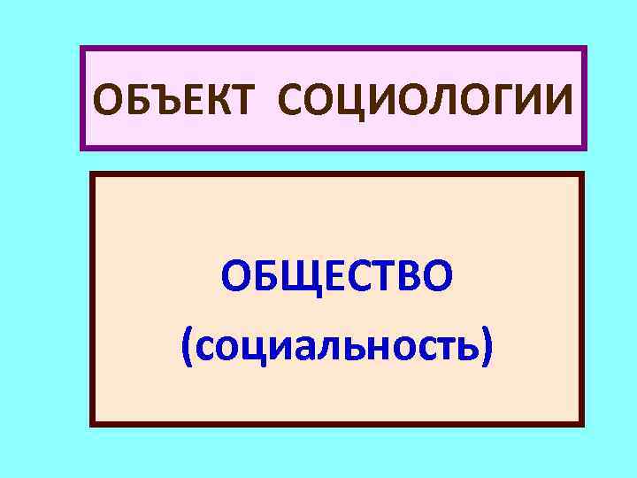 ОБЪЕКТ СОЦИОЛОГИИ ОБЩЕСТВО (социальность) 