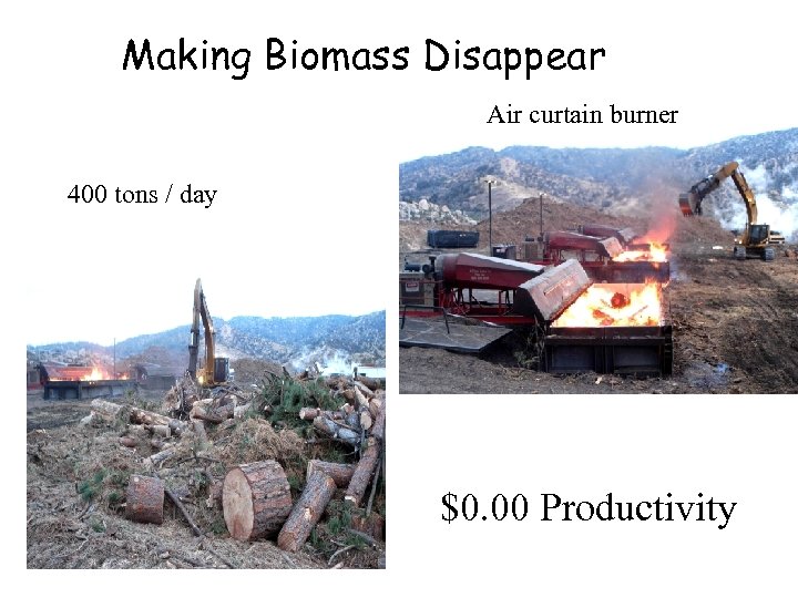 Making Biomass Disappear Air curtain burner 400 tons / day $0. 00 Productivity 