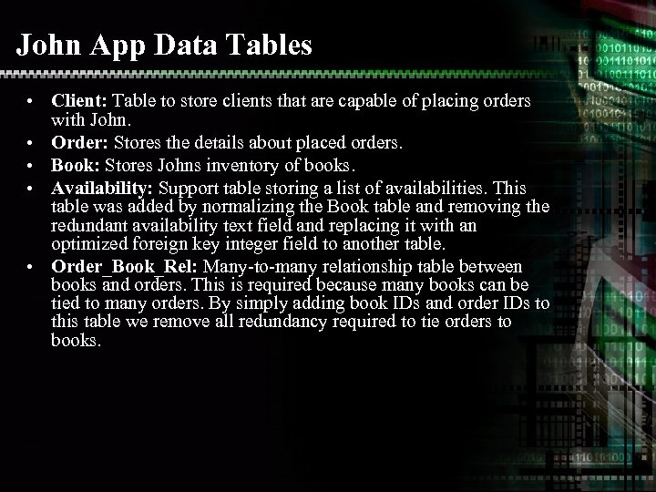 John App Data Tables • Client: Table to store clients that are capable of