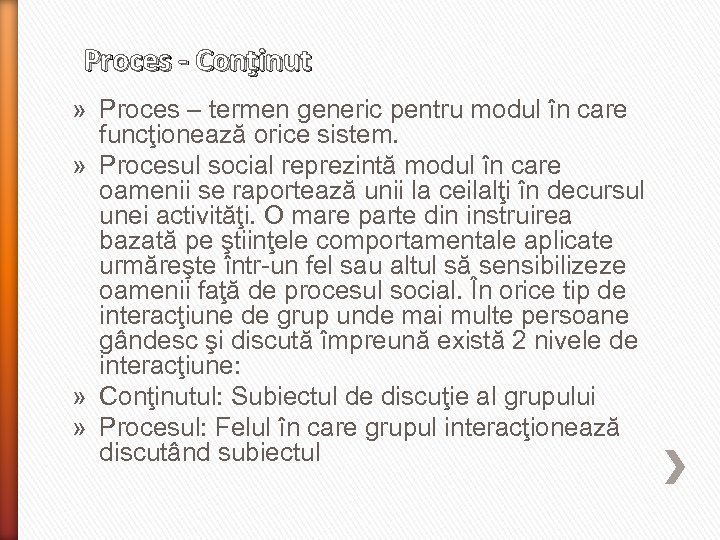 Proces - Conţinut » Proces – termen generic pentru modul în care funcţionează orice