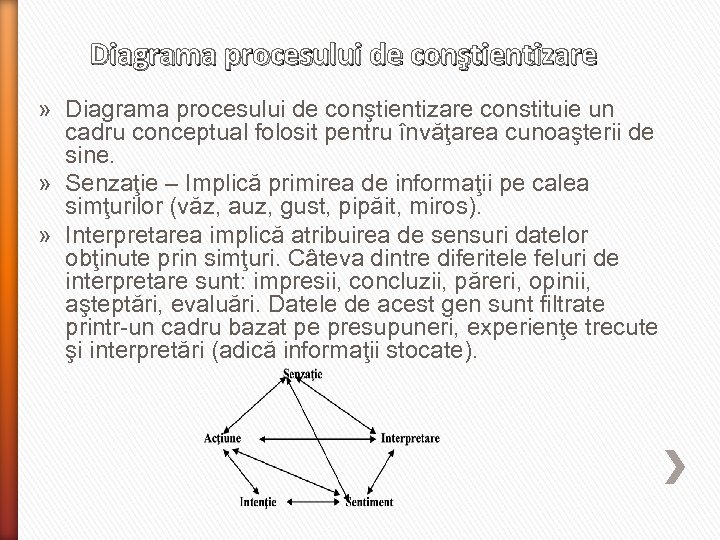 Diagrama procesului de conştientizare » Diagrama procesului de conştientizare constituie un cadru conceptual folosit