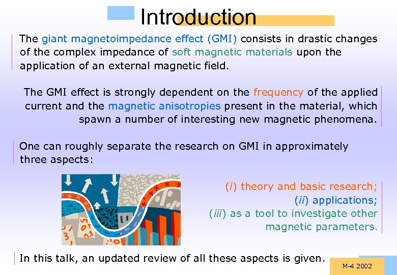 Introduction The giant magnetoimpedance effect (GMI) consists in drastic changes of the complex impedance