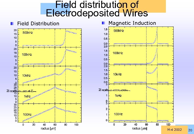 Field distribution of Electrodeposited Wires Field Distribution Magnetic Induction M-4 2002 20 