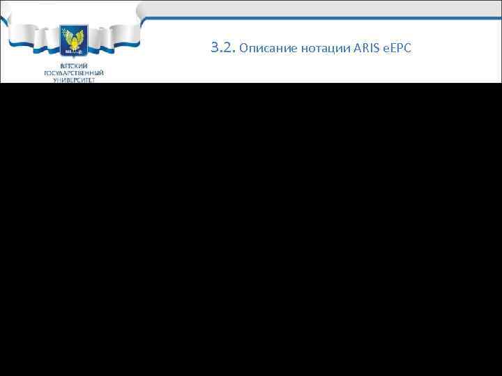 3. 2. Описание нотации ARIS e. EPC • Нотация ARIS e. EPC расшифровывается следующим