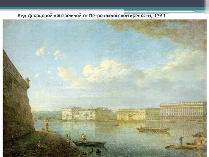 Вид Дворцовой набережной от Петропавловской крепости, 1794 