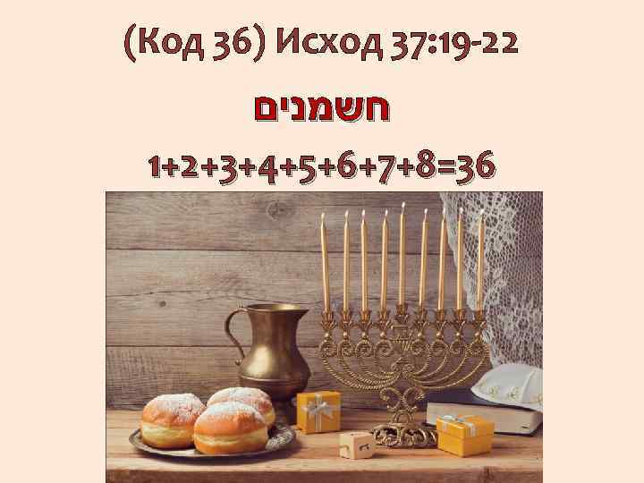 (Код 36) Исход 37: 19 -22 חשמנים 1+2+3+4+5+6+7+8=36 