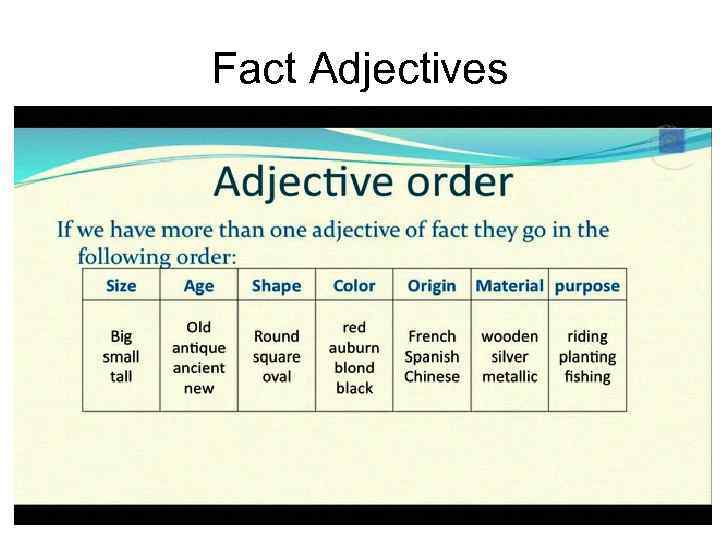 Fact Adjectives 