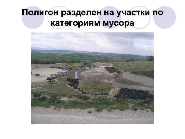 Полигон разделен на участки по категориям мусора 