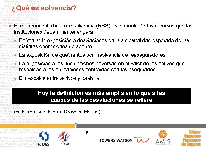 ¿Qué es solvencia? l El requerimiento bruto de solvencia (RBS) es el monto de