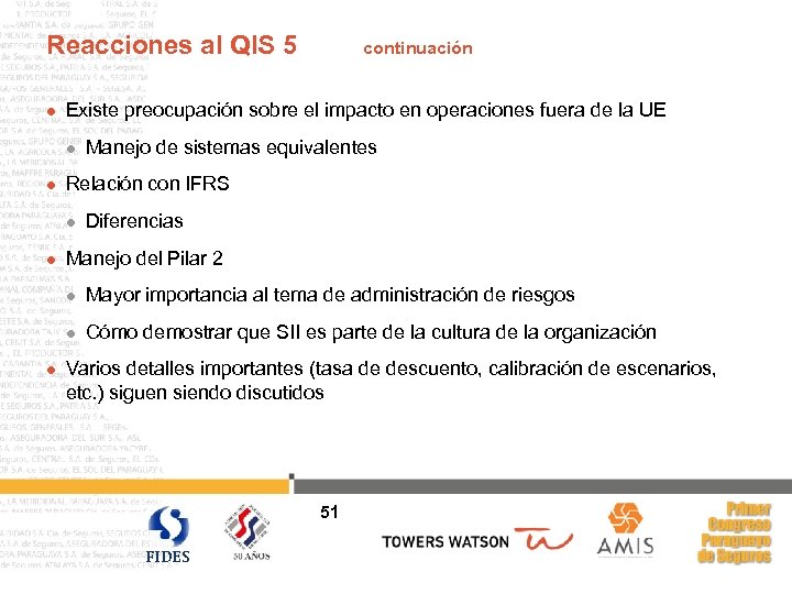 Reacciones al QIS 5 l Existe preocupación sobre el impacto en operaciones fuera de
