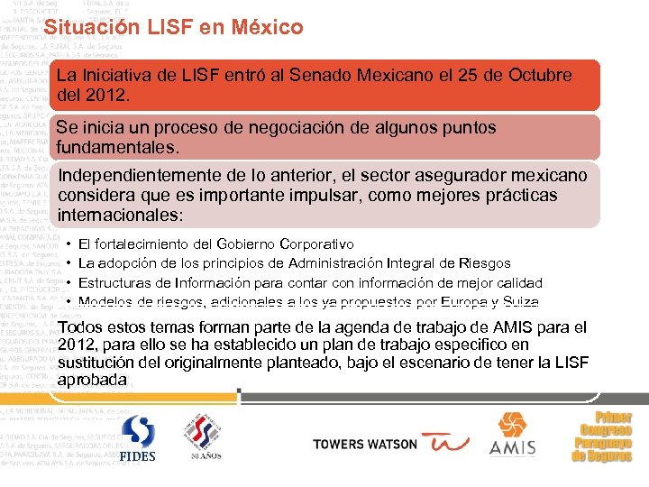 Situación LISF en México La Iniciativa de LISF entró al Senado Mexicano el 25