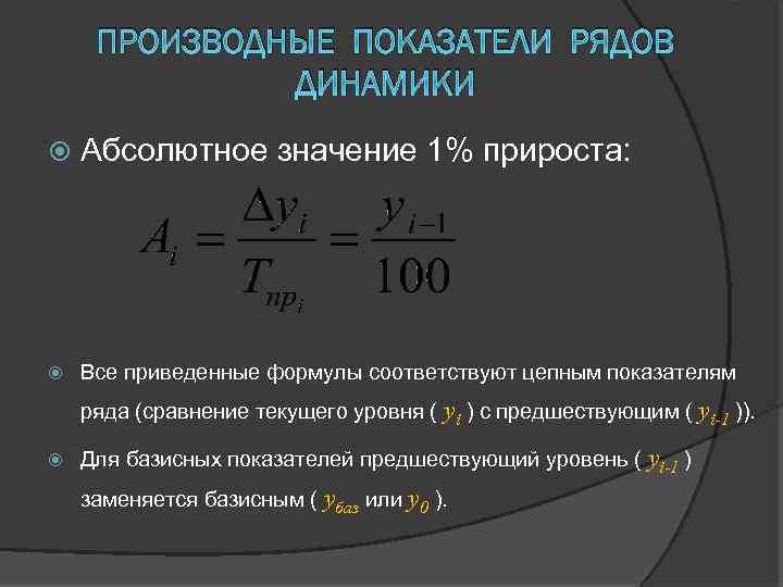 Основные показатели рядов динамики