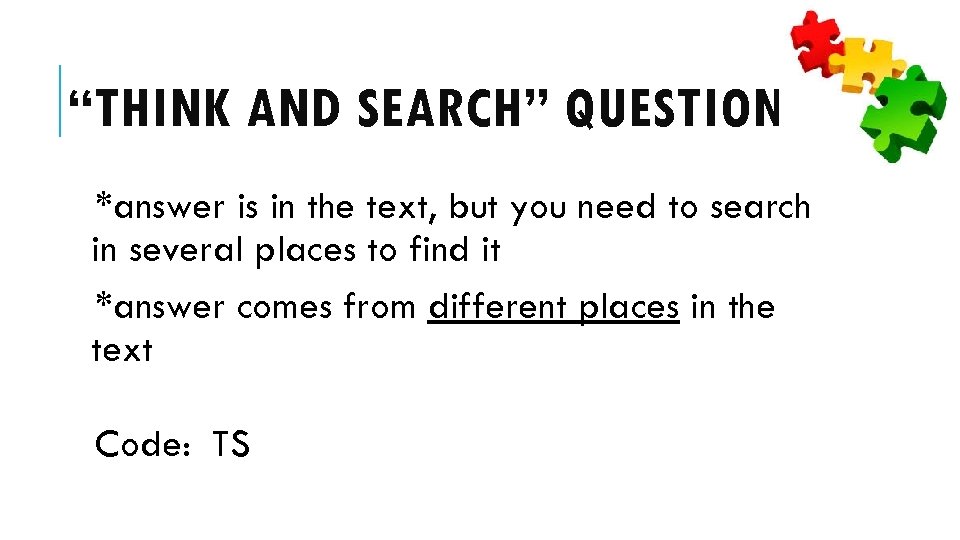 “THINK AND SEARCH” QUESTIONS *answer is in the text, but you need to search