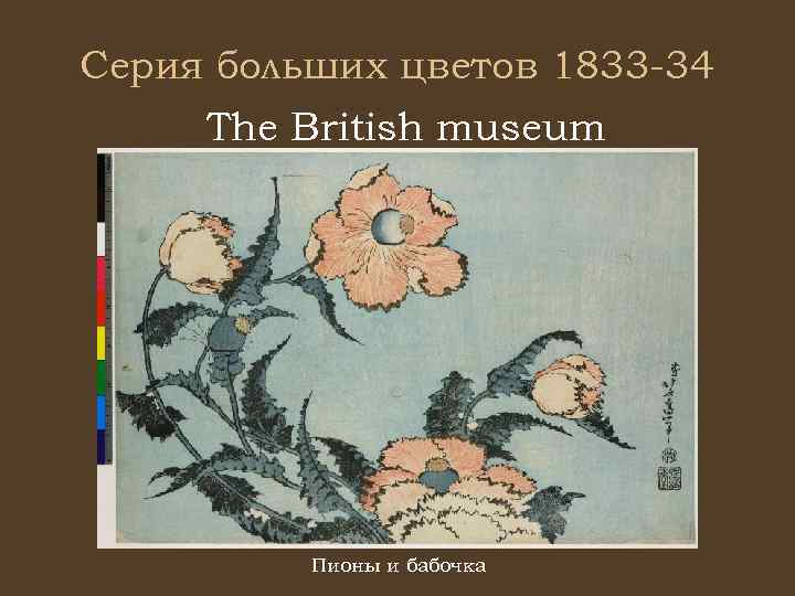 Серия больших цветов 1833 -34 The British museum Пионы и бабочка 