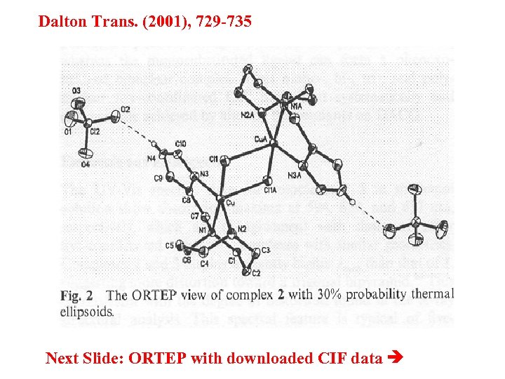 Dalton Trans. (2001), 729 -735 Next Slide: ORTEP with downloaded CIF data 