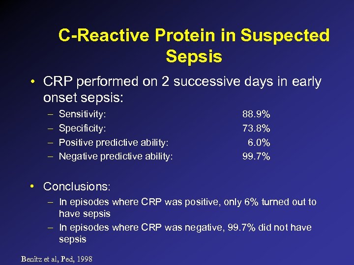 C-Reactive Protein in Suspected Sepsis • CRP performed on 2 successive days in early