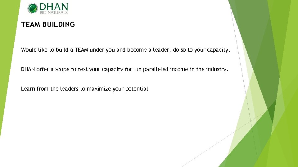 TEAM BUILDING Would like to build a TEAM under you and become a leader,