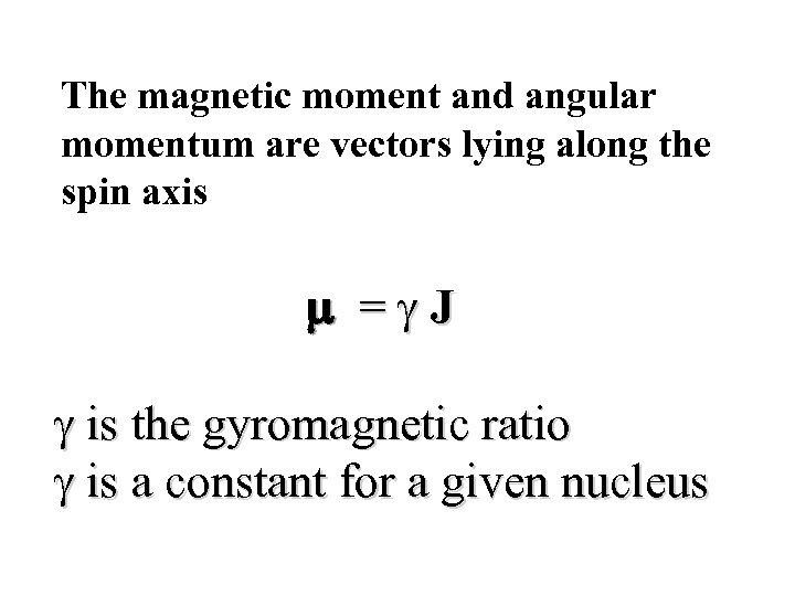 The magnetic moment and angular momentum are vectors lying along the spin axis m