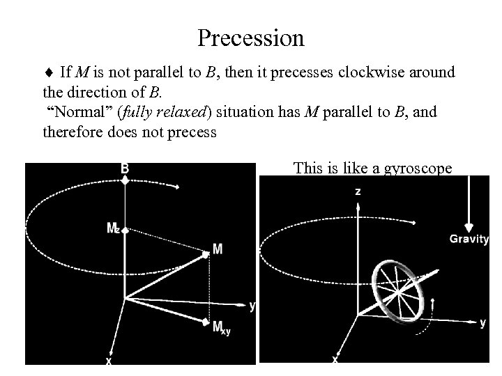 Precession ¨ If M is not parallel to B, then it precesses clockwise around