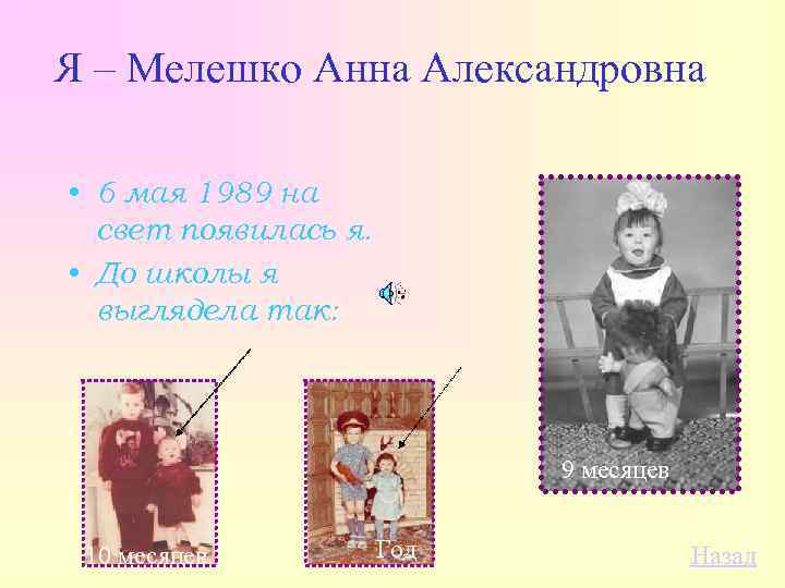 Я – Мелешко Анна Александровна • 6 мая 1989 на свет появилась я. •