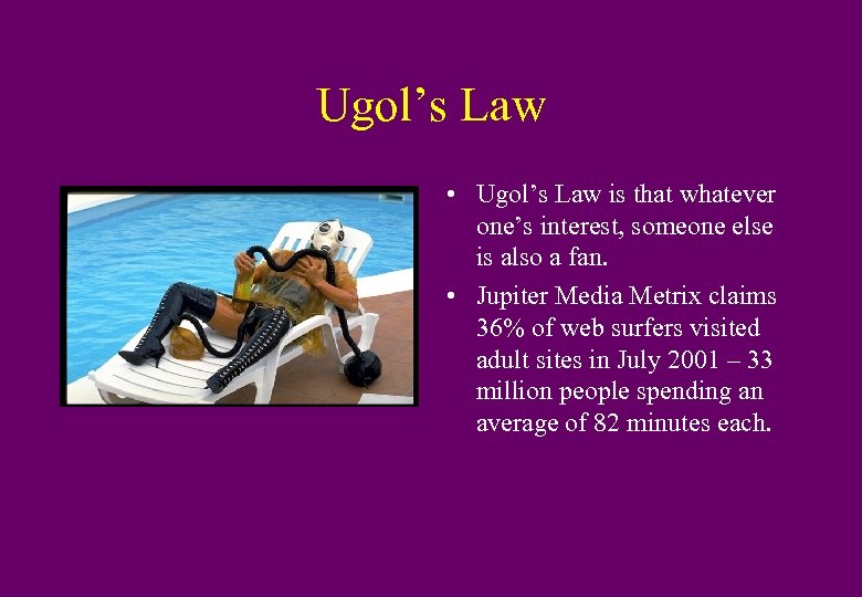 Ugol’s Law • Ugol’s Law is that whatever one’s interest, someone else is also