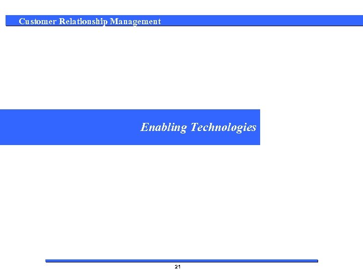 Customer Relationship Management Enabling Technologies 21 