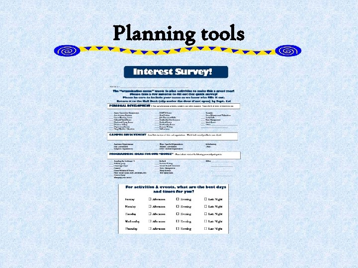 Planning tools 